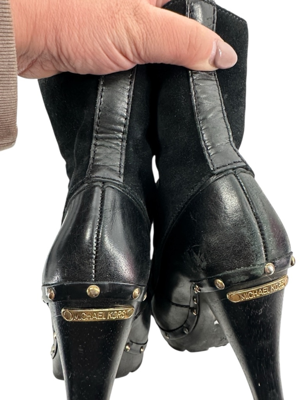 Michael Kors winter warrior clog boots Black leather shearling lined heeled sz 8 - Picture 11 of 14